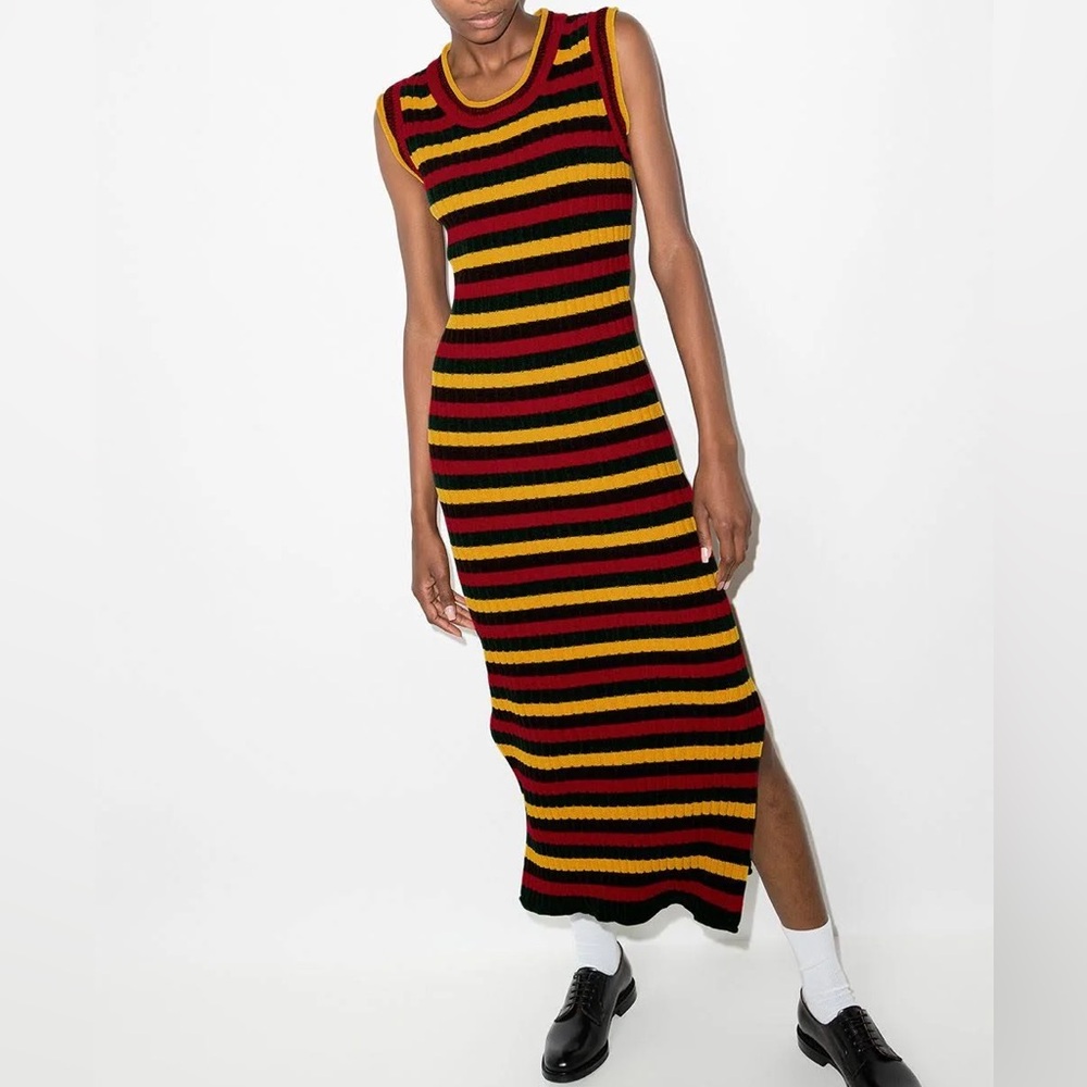 WALES BONNER
Brixton striped ribbed stretch-cotton chenille midi dress
Size M